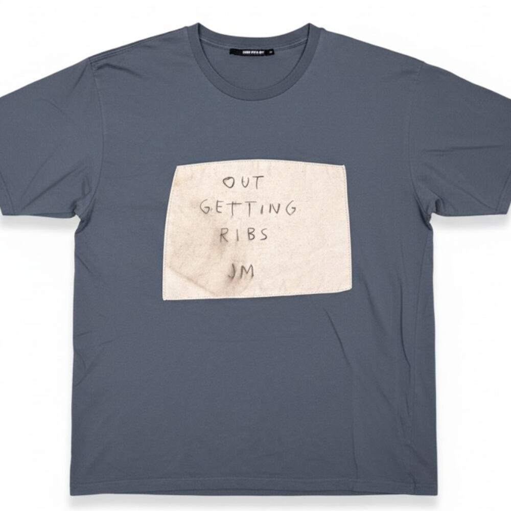 Rome Pays Off x Basquiat Out Getting Ribs JM Applique Mens Large Blue T Shirt